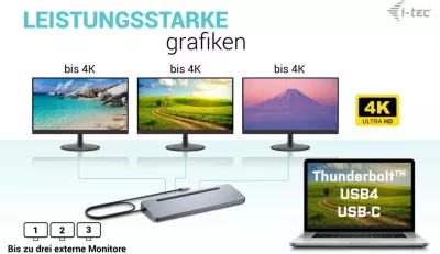 Docking station I-Tec USB-C Metal Ergonomic 3x 4K, 100W, argjendtë