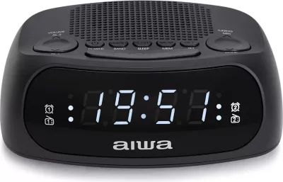 Radio orë alarmi Aiwa CR-09J, ekran LED 0.6\", AM/FM PLL, 20 memorje, dy alarm, 24-orësh, i zi