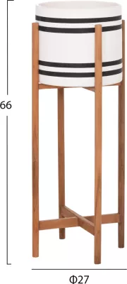 Vazo e brendshme me bazë druri teak, ngjyrë e zezë dhe e bardhë, RENTIL FH4683M, 27x66cm