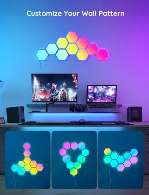 Panele drite LED smart Govee Glide Hexa, RGBIC, set 10 copë