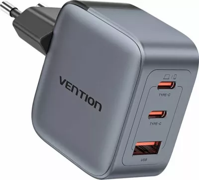 Karikues Vention GaN FEXH0-EU 70W me 2x USB-C + 1x USB-A, gri