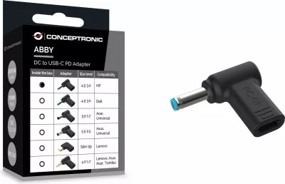 Adapter Conceptronic USB-C PD100W në HP 4.5x3.0mm, 18-20V, i zi