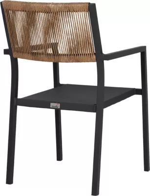 Karrige profesionale alumini, ngjyrë antracit, me shpinë PE rattan, 55.5x58.5x83H cm, FH5893.01