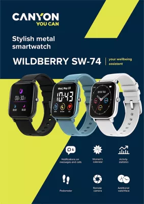 Smartwatch CANYON Wildberry SW-74 1.3\" TFT Full Touch IP67, e zezë