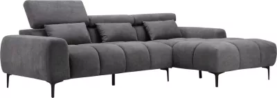 Kënd divan i djathtë DIVYA FH3267.02R prej lëkure sintetike gri 266x104x97Hcm