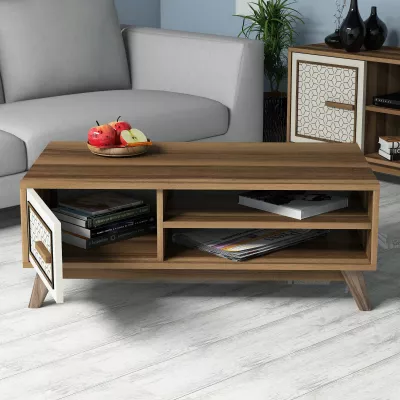 Set mobiljesh për dhomë dite Skye Decor, Ayla, ngjyrë arre dhe krem