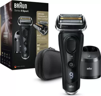 Makinë rroje Braun Series 9 9352cc Sport, 4 koka, Li-Ion, e zezë/gri