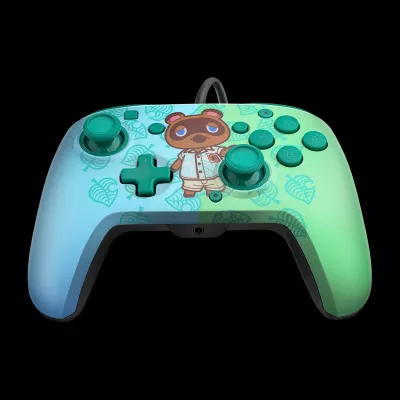 Kontroller me kabllo PDP Wired Deluxe Face Off për Nintendo Switch, Animal Crossing, me audio jack 3.5mm, kabllo USB 3m, jeshile/kaltër