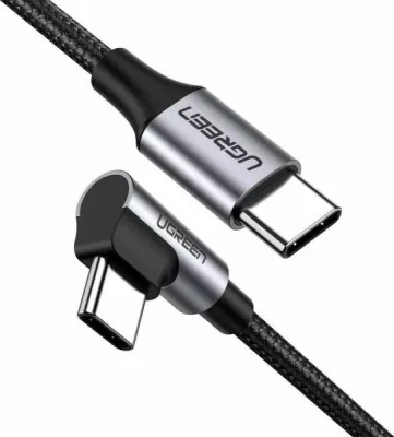 Kabllo USB-C në USB-C Ugreen US255 1 m 60W me konektor këndor, e zezë