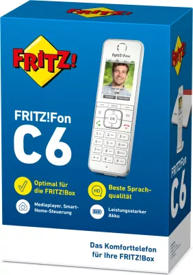 Telefon DECT AVM FRITZ!Fon C6, Wireless, Speakerphone, 300 kontakte, Bardhë
