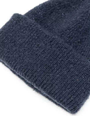 Kapelë dimri për femra Pieces Pcpyron Lurex Hood Noos Bc 17114859, e kaltër