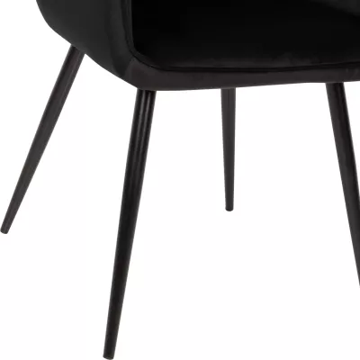 Karrige Latrell, kadife e zezë, këmbë metali të zeza, 55x57x84H cm., set prej 2 copë