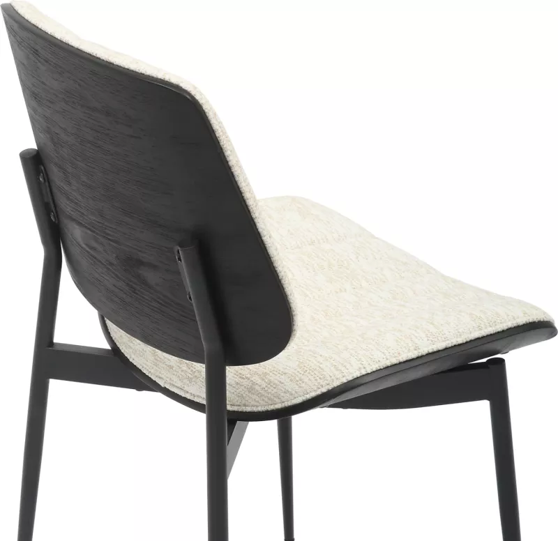 Karrige për ngrënie CONTI FH9983.02, metal i zi & dru i përpunuar, pëlhurë e kremtë, 48.5x56x82.5 cm, set prej 2 copash