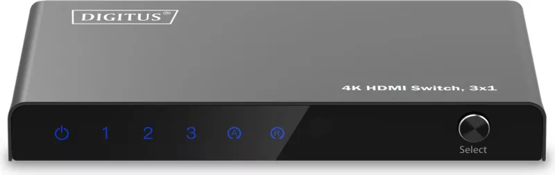Switch HDMI Digitus 4K, 3x1, HDMI, Micro-USB, Metal, Ngjyrë e zezë