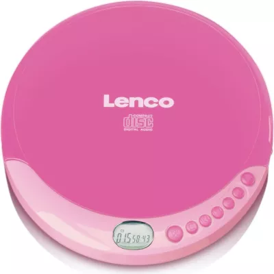 CD player Lenco CD-011, LCD ekran, altoparlant i integruar, rozë