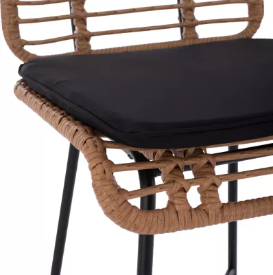 Karrige për bar metalike EDDIE me jastëk FH5708 me wicker bezhë 45x46.5x115 cm