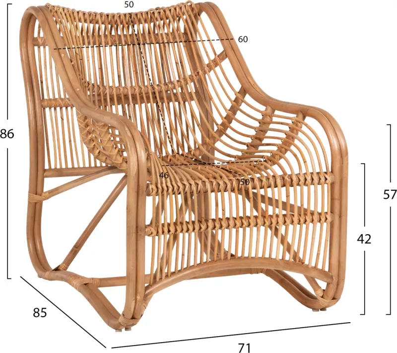 Karrige rattan FH5995 ngjyrë natyrale 71x85x86Hcm