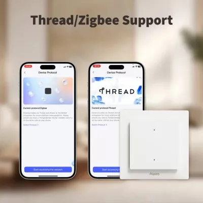 Switch dritash smart AQARA H2 EU WS-K07D, 2 butona, 1 kanal, Matter over Thread/Zigbee, i bardhë, paketim 1 copë