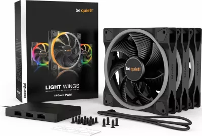 Ventilator kase PC be quiet! Light Wings BL078 140mm PWM ARGB me hub, set 3 copë, i zi