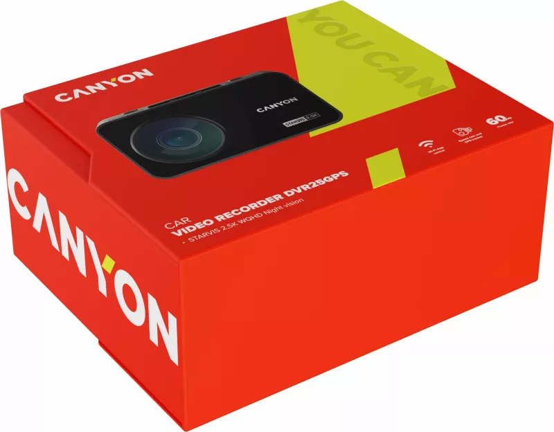 Kamerë aksioni Canyon DVR25GPS, ekran 3.0'' IPS, WQHD 2.5K, Wi-Fi, GPS, e zezë