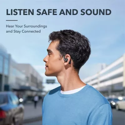 Kufje wireless Anker Soundcore AeroFit A3872G11, Bluetooth 5.3, IPX7, 11+42 orë, të zeza, set me kuti karikimi