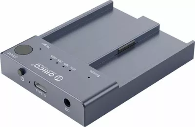 Stacion dokimi/klonimi M.2 NVMe Orico M2P2-C3-C-EU-GY-BP, 2 slote, USB-C 3.2 Gen 2 10Gbps, 2242/2260/2280/22110, gri, set me adapter 5V/4A dhe kabllo USB-A/USB-C