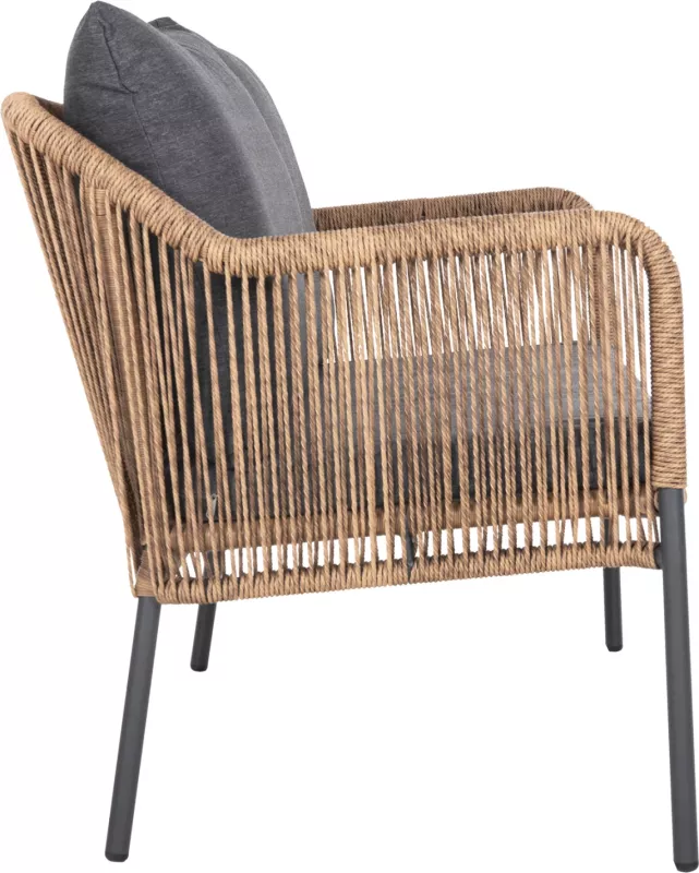 Divan i jashtëm 2-vendësh, BAFFIN, FH6054.03, alumini, anthracite-PE rattan, jastëkë beige-anthracite