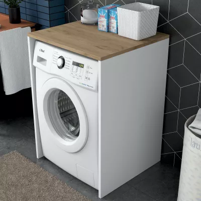 Dollap për lavatriçe, ngjyrë arrë dhe e bardhë, Hanah Home KD103 - 2341