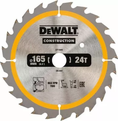 Disk për sharrë rrethore Dewalt DT1949-QZ 165x20mm 24 dhëmbë