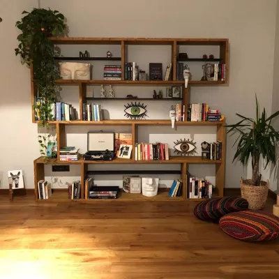 Raft librash Skye Decor, dru pishe, ngjyrë teak, CPT6004-200, 200x200x30cm