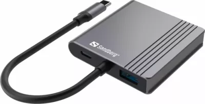 Stacion dokimi USB-C SANDBERG 136-44, 2x HDMI, USB-A, USB-C PD 100W, 4K/30Hz, alumin i zi/gry