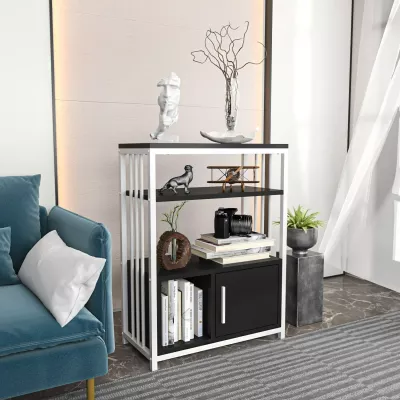 Raft librash Skye Decor, ngjyrë antracit dhe e bardhë