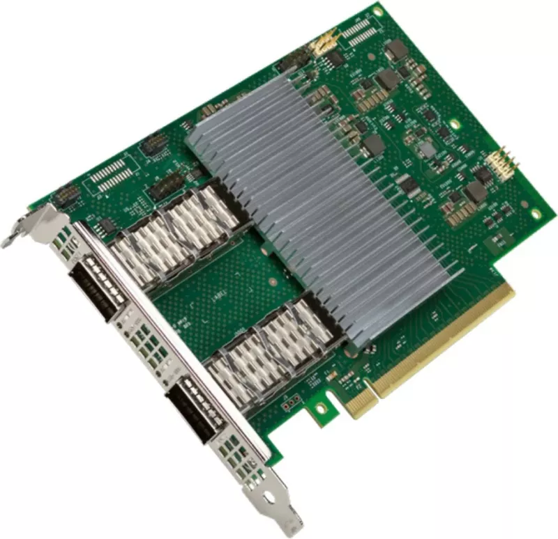 Kartë rrjeti Intel E810-2CQDA2, PCI Express 4.0, 200Gbps, 2x QSFP28, green-grey