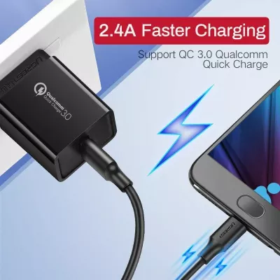 Kabllo USB-A në microUSB Ugreen US289 (60135) 0.5 m, Quick Charge 3.0, 2.4A, e zezë