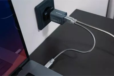 Karikues muri Verbatim GaN 35W 32200, USB-C PD 3.0 + USB-A QC 3.0, set me priza EU/UK, argjendtë