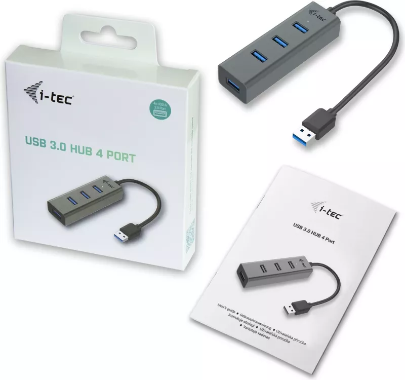USB HUB i-tec Metal 4 porta, USB 3.0, 5000 Mbit/s, gri
