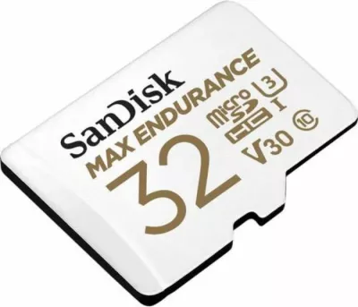 kartelë memorie SanDisk MAX ENDURANCE microSDHC 32GB, me adapter SD, e bardhë