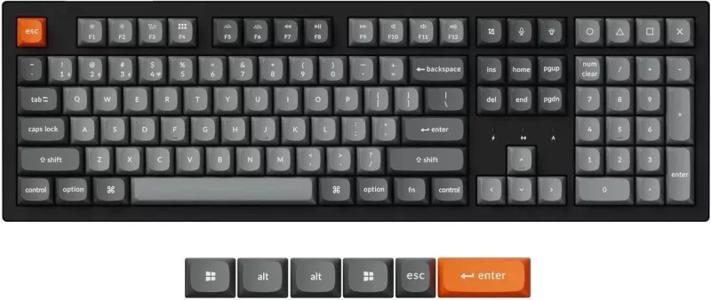 Tastierë Keychron K10M-A1, Full Size, Red Switch, gri-e zezë