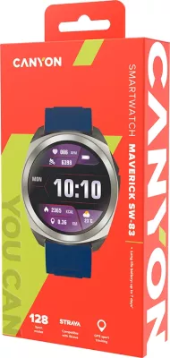 Smartwatch CANYON Maveric SW-83 (CNS-SW83SS) GPS, 1.32\" IPS 360x360, 400 mAh, 192 MB, argjendtë/kaltër