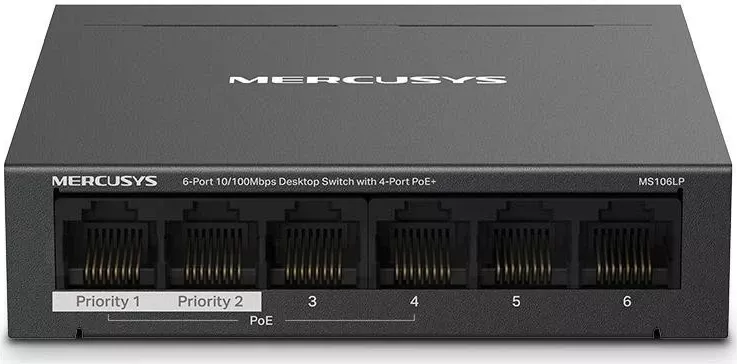 Switch Mercusys MS106LP, 6-Port, 4-Port PoE+, bardhë-zi