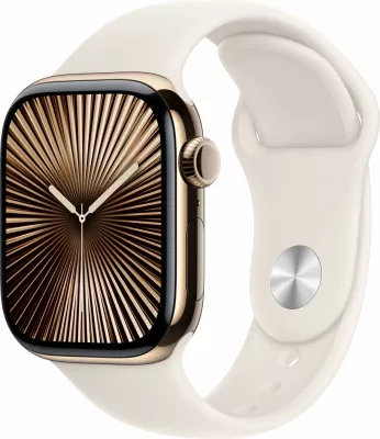 Smartwatch Apple Watch Series 10 GPS + Cellular 42mm, 64GB, kasë titanium ari, rrip sport Starlight M/L