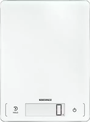 Peshore kuzhine dixhitale, Soehnle, Page Profi 300 (61507), kapacitet 20 kg, LCD i madh, sensor-touch, funksion HOLD, sipërfaqe qelqi, e bardhë