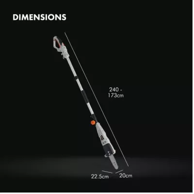 sharrë elektrike teleskopike 2-në-1 dhe gërshërë për gardh VONHAUS 2500263, 750W/460W, 8\" (20cm) Oregon, kabllo 10m, gri/zezë