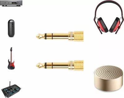 Adapter jack audio Ugreen 20503, 3.5mm femër në 6.3mm mashkull, gold-plated, i artë