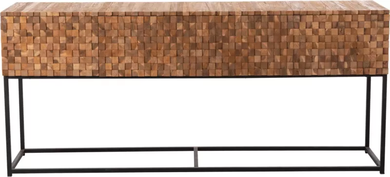 Konsolë me sirtarë JORDI FH9801 dru tik në bazë metalike natyrale-e zezë 180x43x79H cm