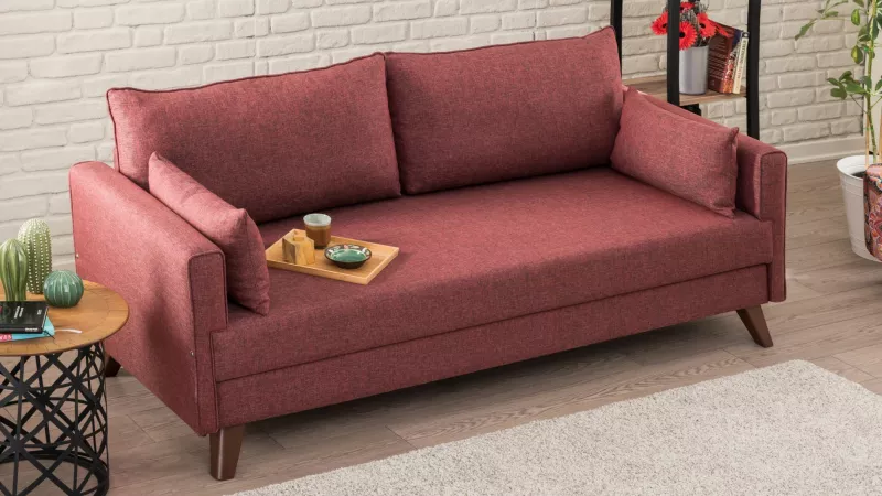 Divan treshe Atelier del Sofa, Bella, ngjyrë e kuqe klaret