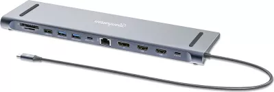 Docking station MANHATTAN 12-in-1, 4K, 1xHDMI, 2xDP, 3xUSB-A, gri