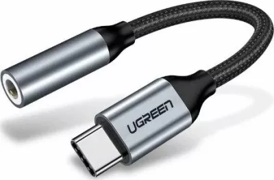 Adapter audio Ugreen 30632 USB-C në Jack 3.5mm, me mikrofon/remote, argjend