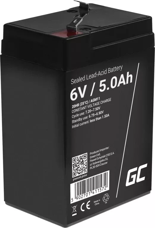 Bateri Green Cell AGM11 për UPS, (VRLA), 6V,  5Ah, e zezë