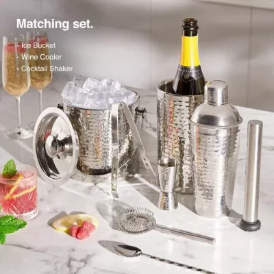 Set për koktej VONSHEF 1000359, 4-pjesësh, çelik inox me teksturë të rrahur, jigger 25/50 ml, argjendtë